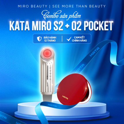 Combo gương led trang điểm KATA Miro O2 Pocket + Máy điện di tinh chất KATA Miro S2